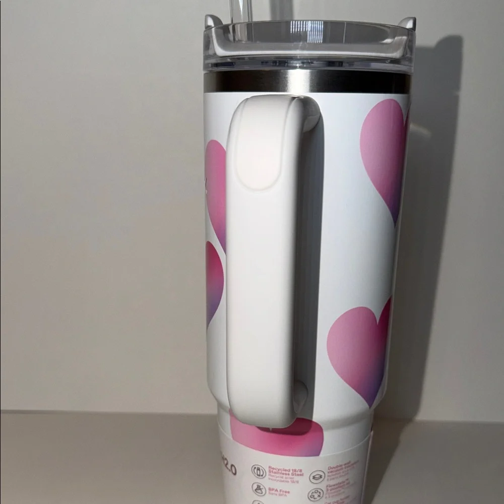 NWT Stanley Target Exclusive 30oz Quencher H2.0 White Pink Hearts
